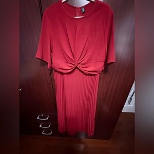 SHEIN Red Twist Front Midi Dress